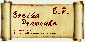 Borika Pramenko vizit kartica